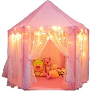 Princess Castle Playhouse Tent for Girls with LED Star Lights – Indoor & Outdoor